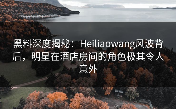 黑料深度揭秘：Heiliaowang风波背后，明星在酒店房间的角色极其令人意外