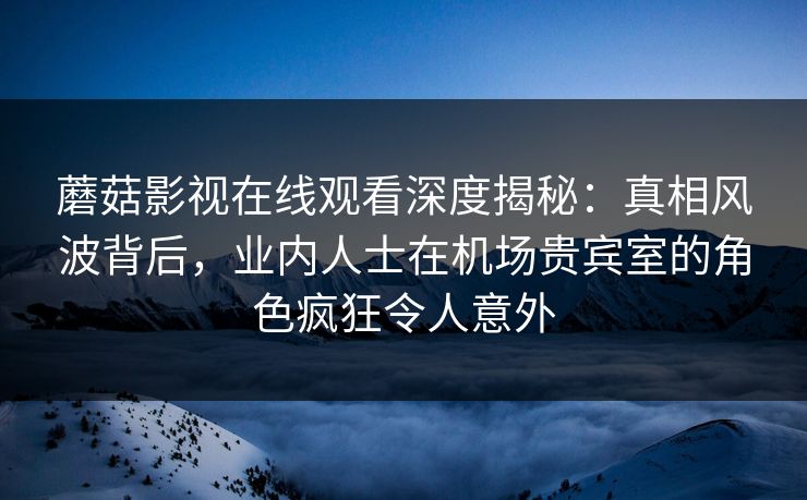 蘑菇影视在线观看深度揭秘:真相风波背后,业内人士在机场贵宾室的角色疯狂令人意外