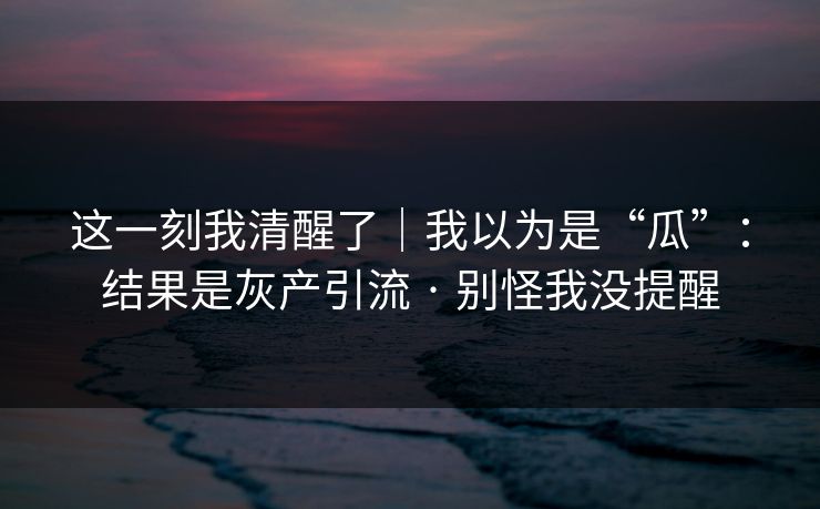 这一刻我清醒了｜我以为是“瓜”：结果是灰产引流 · 别怪我没提醒